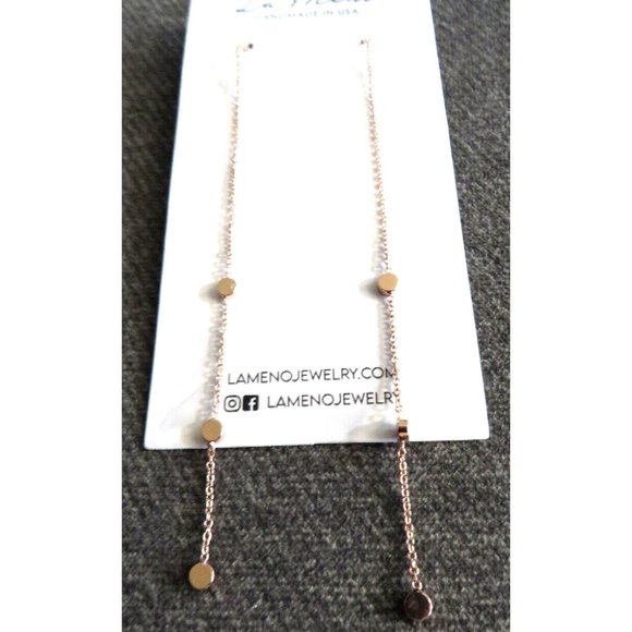 La Meno "Treasure" Dangle Threader Earrings, 18K Rose Gold Plated Over Brass - Picture 3 of 3